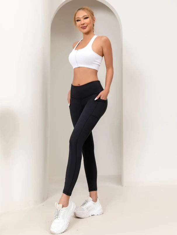 Gym cropped pants, high waisted fitness leggings